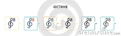 Octave vector icon in 6 different modern styles. Black, two colored octave icons designed in filled, outline, line and stroke Vector Illustration