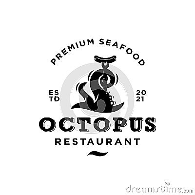 Octo delicious restaurant logo design Vector Illustration