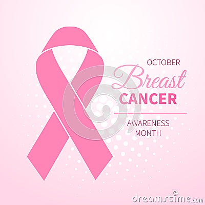 October breast cancer awareness month in. Realistic pink ribbon symbol. Medical Design. Vector illustration Vector Illustration