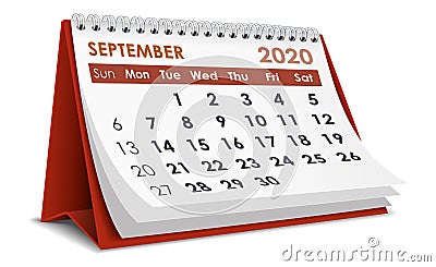 September 2020 Calendar Vector Illustration