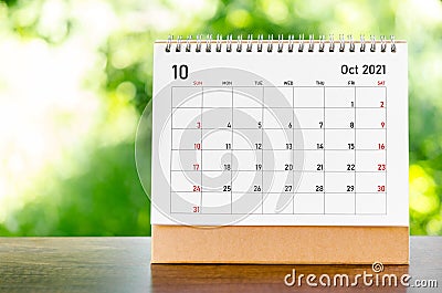 October 2021 Calendar Stock Photo