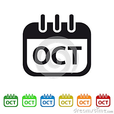 October Calendar Icon - Colorful Vector symbol Stock Photo