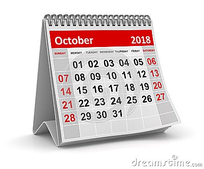 October 2018 - Calendar Stock Photo