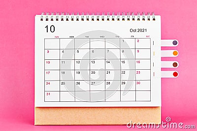 The October 2021 calendar Stock Photo