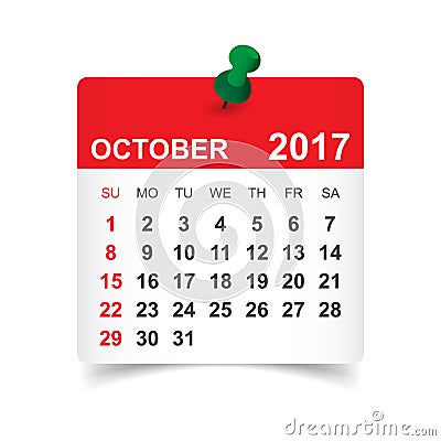 October 2017 calendar Vector Illustration