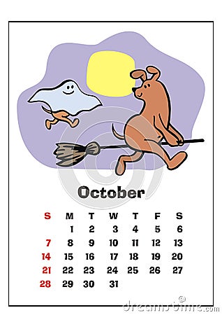 October 2018 calendar Vector Illustration