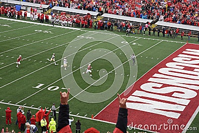 October 14, 2017, Camp Randall Stadium, Madison, Wisconsin. Running Back Jonathan Taylor About To Score A Touchdown For The Wiscon Editorial Stock Photo