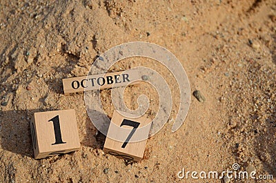 October 17, Cover design with number cube. Stock Photo