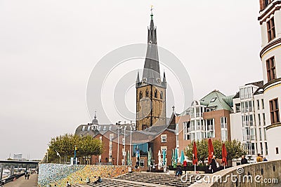 25 October 2018 Germany, Dusseldorf. North Rhine. City center, the embankment of the river. Saray Town Hall and the Editorial Stock Photo