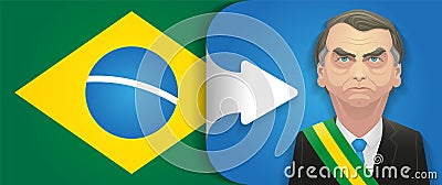 October 18, 2018 - Jair Bolsonaro caricature. Brazil turns right Vector Illustration