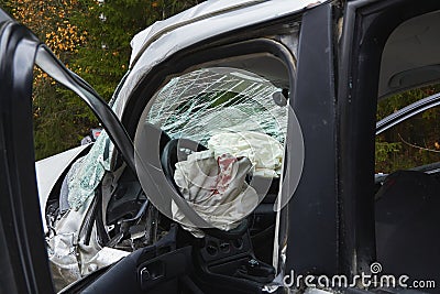 Car after serious accident on a road Editorial Stock Photo