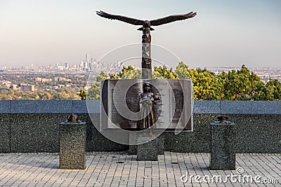 October 16, 2016 - 9/11 Memorial Eagle Rock Reservation in West Orange, New Jersey with view of New York City Editorial Stock Photo