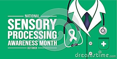 October is National Sensory Processing Awareness Month background template. Holiday concept. Vector Illustration