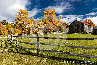 October 17, 2017 New England farm with Autumn Sugar Maples - Vermont Editorial Stock Photo