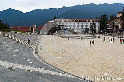 Central city square Quang Truong Square, Sa Pa Editorial Stock Photo