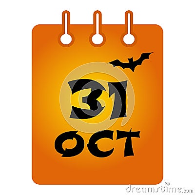 October 31 st calendar colored icon. Halloween. Vector illustration Cartoon Illustration