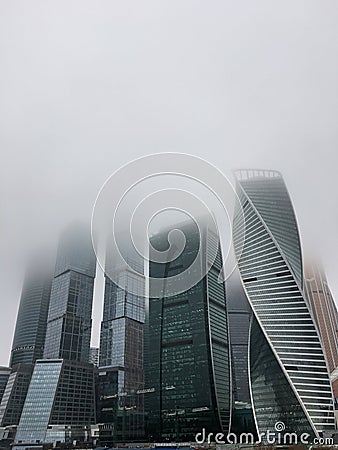 OCTOBER 1st, 2018 - Moscow International Business Center Moscow City , Russia. View of business center at foggy autumn day Stock Photo