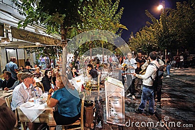 07 OCTOBER 2018 Street near the Parthenon in the evening Editorial Stock Photo