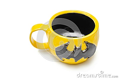 Decorative ceramic handmade pottery objects with batman logo Editorial Stock Photo