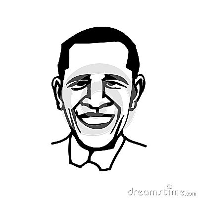 October 1, 2014: A vector, black and white illustration of president Obama Vector Illustration