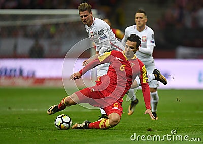 Poland - Montenegro Russia 2018 qualifications Editorial Stock Photo