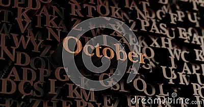 October - Wooden 3D rendered letters/message Stock Photo
