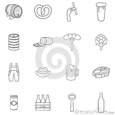 Octoberfest icons set vector outline Vector Illustration