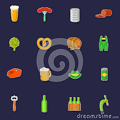 Octoberfest icons set vector sticker Vector Illustration