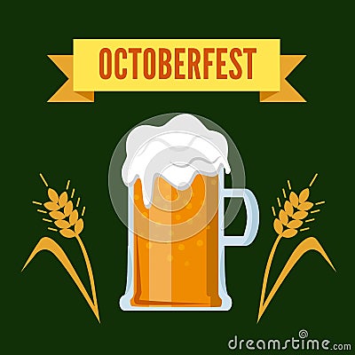 Octoberfest Oktoberfest beer festival brew glass flat vector Vector Illustration