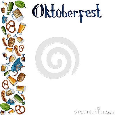 Octoberfest poster or banner design template, watercolor hand drawn Stock Photo