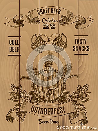 Octoberfest Vintage Poster Vector Illustration