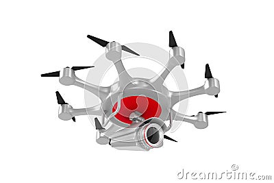 octocopter with camera on white background. Isolated 3d illustration Cartoon Illustration