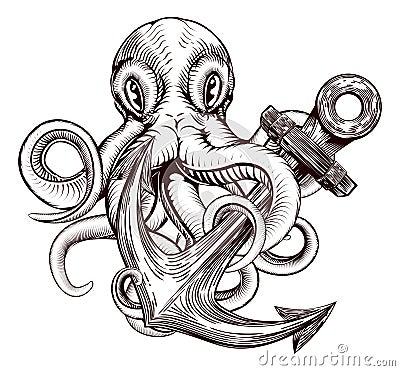 Octopus Anchor Vector Illustration