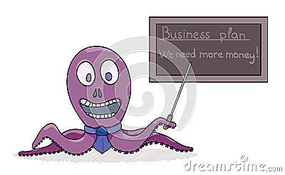 Octopus as a businessman and his business plan Vector Illustration
