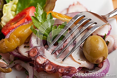 Octopus carpaccio salad Stock Photo