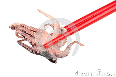 Octopus in the chopstick Stock Photo