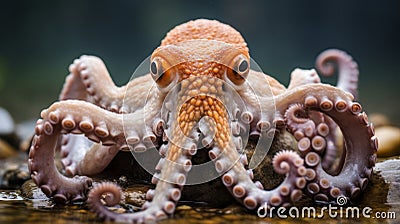 Octopus close up exploring marine life in the depths of the sea, showcasing ocean inhabitants Stock Photo