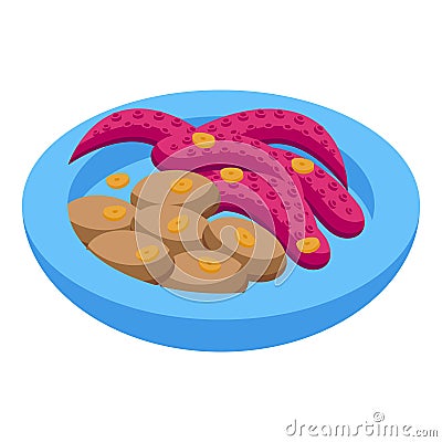 Octopus food icon isometric vector. Portuguese cuisine Vector Illustration