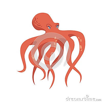 Octopus cephalopod mollusk, underwater animal Vector Illustration