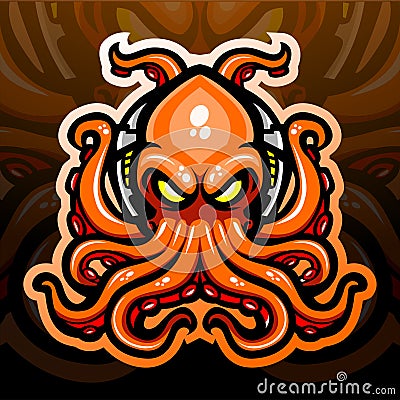 Octopus kraken mascot. esport logo design Vector Illustration