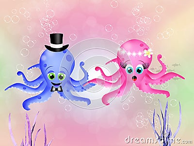 Octopus in love Stock Photo