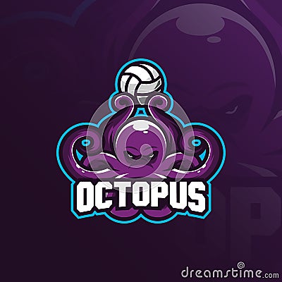 Octopus mascot logo vector design with modern illustration concept style for badge, emblem and t shirt printing. octopus Vector Illustration