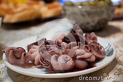 Octopus in a plate Stock Photo