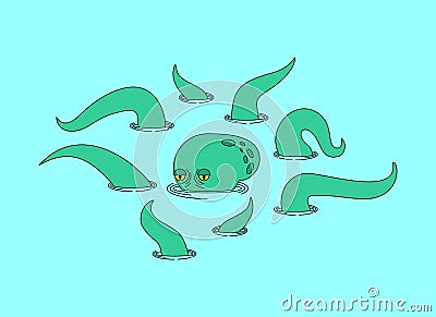 Octopus in sea isolated. devilfish in ocean. poulpe Vector Illustration