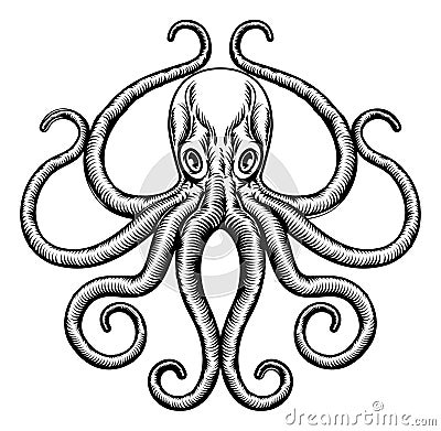 Octopus or Squid Illustration Vector Illustration