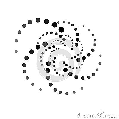 OCTOPUS SYMBOL. WHIRL DOTTED CIRCLE. HALFTONE DESIGN ELEMENTS. ISOLATED VECTOR ON WHITE BACKGROUND Vector Illustration