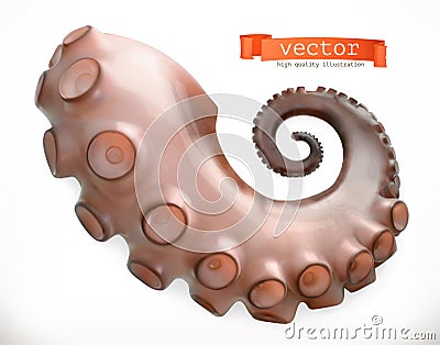 Octopus tentacle. 3d vector icon. Sea food Vector Illustration