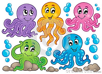 Octopus theme collection 1 Vector Illustration