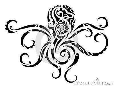 Octopus tribal tattoo Vector Illustration
