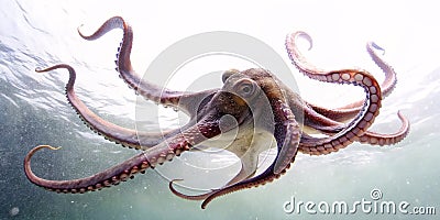 A real octupus, squid, cuttlefish (Octopoda) in its natural habitat Stock Photo